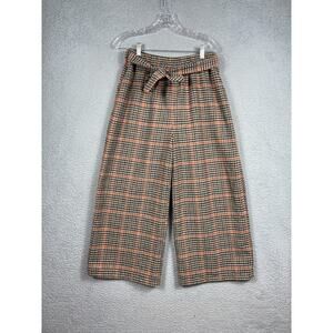 Apricot Womens Size 8 Plaid Wide Leg Pants With Belt